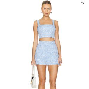Amanda Uprichard 2 piece set Reeves Shorts & Spade Top powder blue